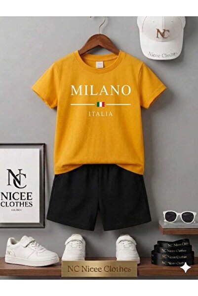 Leto Lykia Summer Children's T-Shirt Shorts Unisex Striped Milan Italy Printed