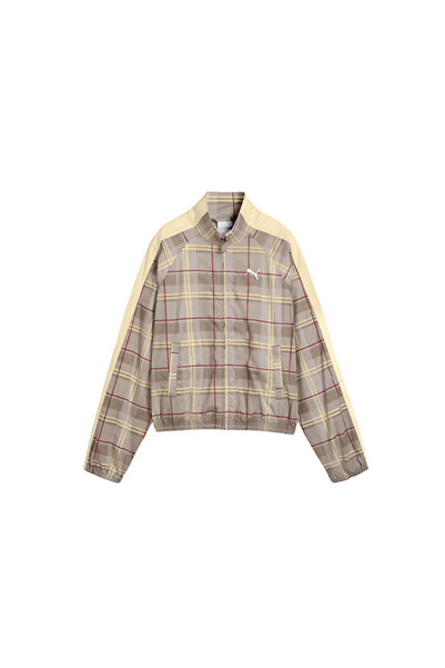Puma T7 Tartan Woven Jacket Women's Casual Jacket 63662881 Gray