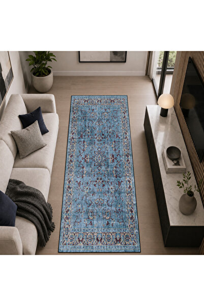 Oasis Soyut Desen Dekoratif Halı Kaymaz Taban Leke Tutmaz Yıkanabilir Kilim