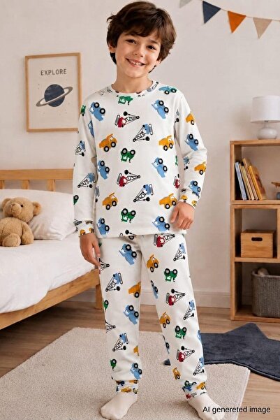 Pina Kids Boy's New Season Cotton Patterned Pajama Set Tkm1022