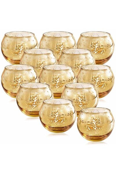 Generic Brand Gold Votive Candle Holders Set of 12 - Mercury Glass Votives Ca...