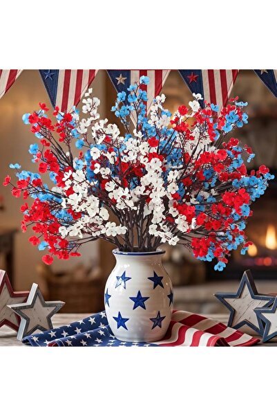 Generic Brand Hananona 10 Pcs 4th of July Flowers Artificial Babys Breath Fak...