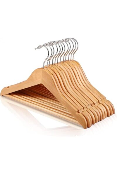 Generic HOUSE DAY 10 Pack Natural Colour Children's Wooden Clothes Hangers, S...