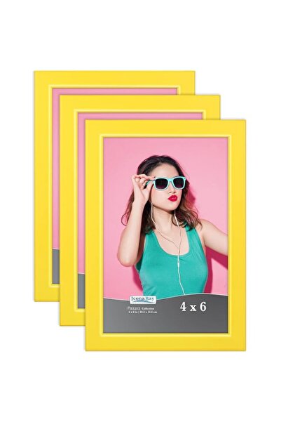 Generic Brand Icona Bay 4x6 Picture Frames (Yellow, 3 Pack), Colored Solid Wo...