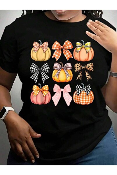 kai22 Coquette Bow Pumpkin Fall Spooky Season Costume Halloween Black Graphic...