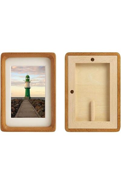 Generic Brand Tazweeq 12.7x17.8 CM Teakwood Picture Frame Set of 2, 7" Natura...