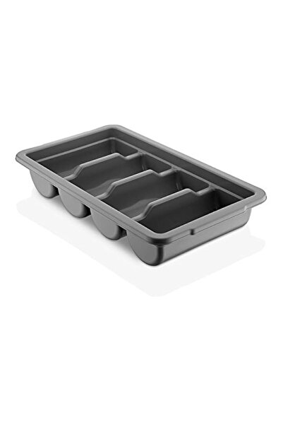 Generic Gastroplast Cutlery Box Tray with 4 Compartments - Grey Polypropylene...