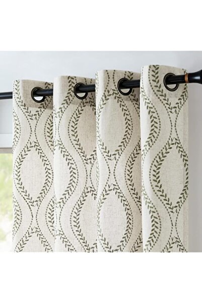 Generic Brand JINCHAN Boho Linen Blend Curtains Beige Spring Farmhouse Curtai...