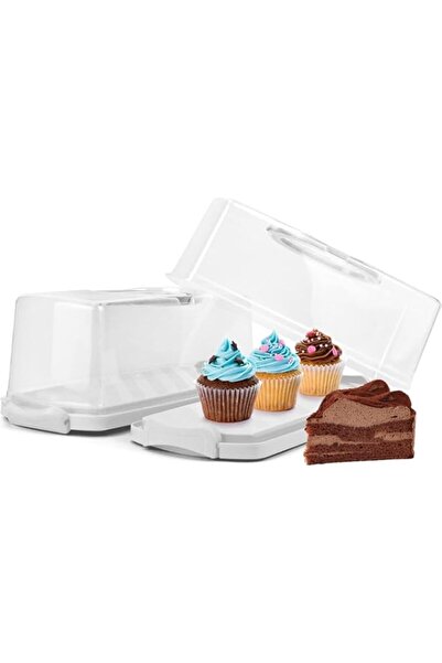 Generic THE WHITE SHOP 2 pcs Plastic Rectangular Bread Box with Clear Lid, Lo...