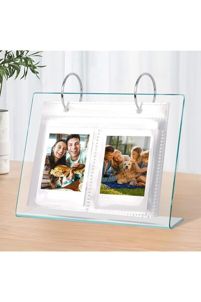 Generic 68 Pockets Desktop Standing Calendar Album, Acrylic Flip Mini Photo B...