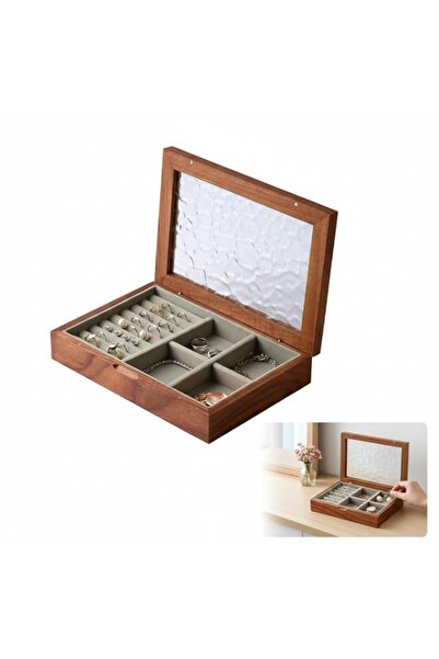 Generic Brand Vintage Walnut Wooden Jewelry Box for Women, Medium-Sized Solid...