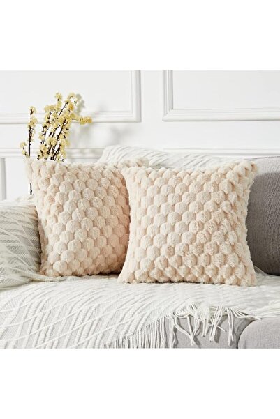 Generic Brand Yaertun Pack of 2 Decorative Faux Fur Beige Sofa Cushion Covers...