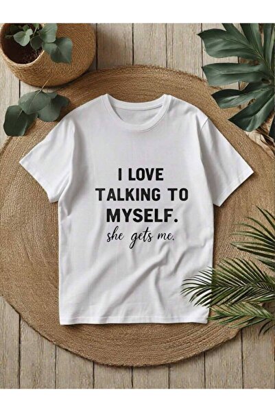 kai22 تي شيرت نسائي بطباعة جرافيكية مضحكة بعبارة "I Talk To Myself, She Under...