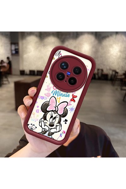 Hontinga Vivo X300 Pro Compatible Case Camera Protector Minnie Pattern Burgun...