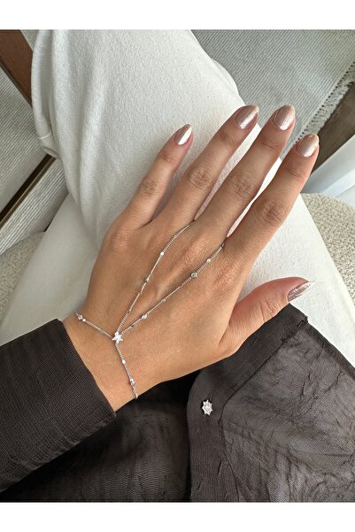 ringbox Gümüş Renk Ezme Zincirli Yıldızlı Şahmeran