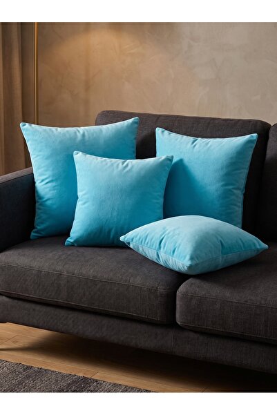 ELİTE COLLECTİON Set of 4 Velvet Cushion Covers 45X45 cm - Velvet Fabric Deco...