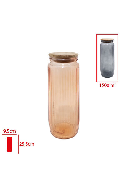 izmiryapımarket Set of 3 Glass Food Jars 1500 ml Amber
