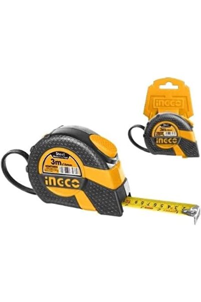 Ingco شريط قياس فولاذي 3 متر × 16 ملم مع غطاء مطاطي للقياسات المترية والبوصة،...