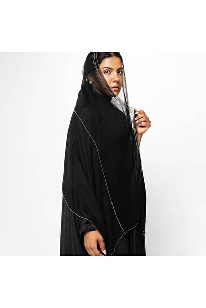 OEMS طرحه شيفون خشن بخطوط زري ناعمه (ذهبي)
