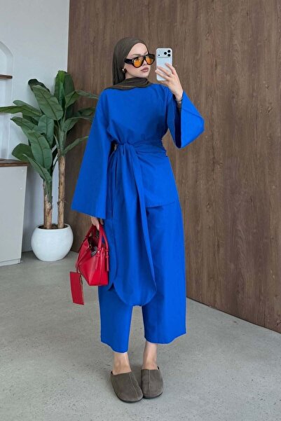 Şule Giyim Beliz Belted Suit Navy Blue