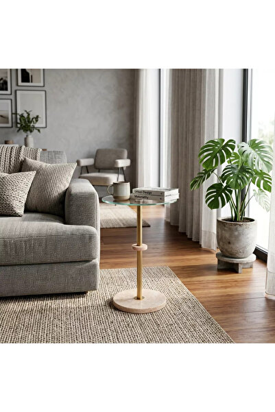 Al Hadaya Mall Modern Design Glass Side Service Table - Gold and Transparent ...