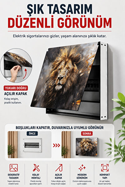 kutuTR Dekoratif Sigorta Kutusu Kapağı 39x32 cm Açılır Kapaklı Elektrik Panosu Gizleme Paneli SS037