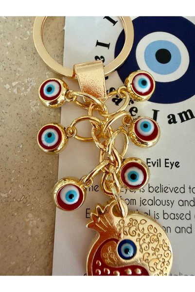 Talia&Talia Nazar Beaded Pomegranate Figured Keychain - Gift - Bag Charm