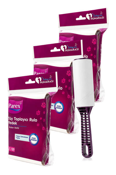 Parex Eco Hair Collector Set with Handle and 12 Replacement Rolls (12X30 Sheets)
