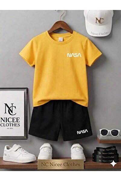 Leto Lykia Summer Children's T-Shirt Shorts Unisex (White with Small Nasa Pri...