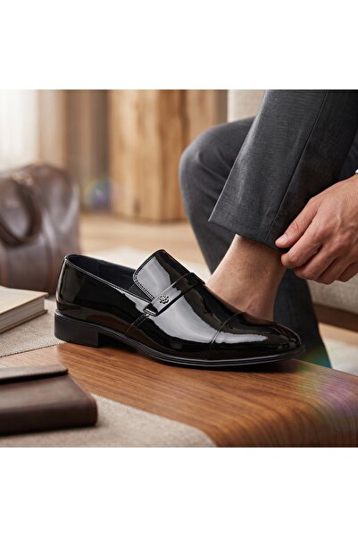 RAYVORA Men's Patent Leather and Matte Leather Laceless Classic Shoes with Pv...