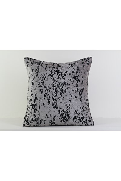 Gri Siyah Soyut Desenli Modern Dekoratif Kırlent Kılıfı