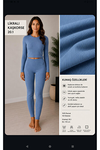 fimet.sportswear KADIN 20/1 LYC KAŞKORSE UZUN KOLLU CROP TAYTLI TAKIM