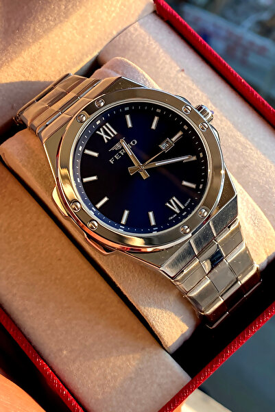 FERRO Men's wristwatch steel band 2 years warranty waterproof boxed