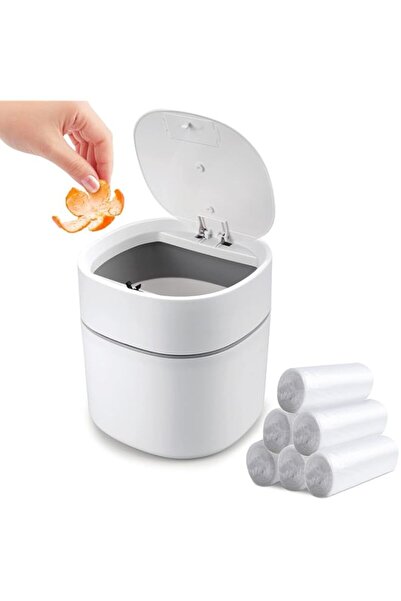 Generic Mini Desk Trash Can with Lid & 180 Bags, 0.5 Gallon Press-Top Small W...