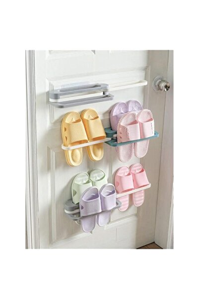 Generic 2PCS Bathroom Slippers Rack Wall Mounted Shoe 4in1Organizer Rack Fold...