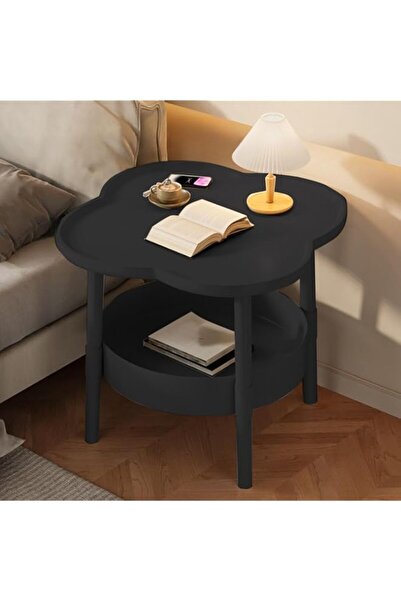 Generic MOTIM 2-Tier Clover Shaped Side Table, Compact End Table with Raised ...
