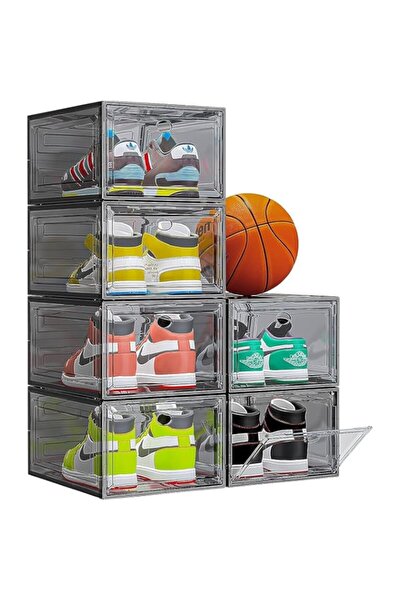 Generic 6 Pack Stackable Clear Shoe Storage Boxes with Magnetic Door, Sturdy ...