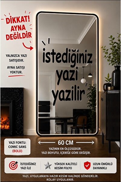 aemedia Karşima ayna yazisi 60 cm büyük yazi istenilen yazi yazilir folyo kes...