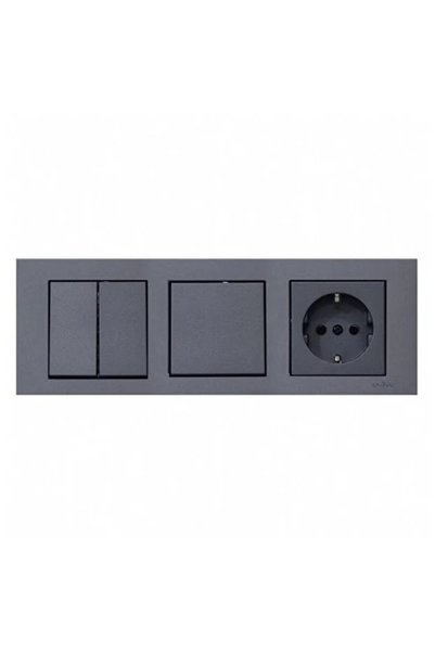 Senipa Grano Füme 3'lü Set - Komütatör + Tekli Anahtar + Topraklı Priz (3'lü Çerçeve Dahil)