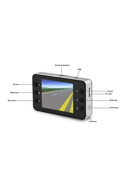 TEKNOTİMER 2.4 İnç TFT Ekran Araç İçi Kamera 140° Geniş Açı 1080p Gece Görüşlü Uyumlu Yol Kayıt Çakmaklık Girişli