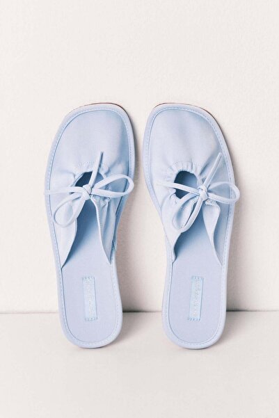 Women'secret Navy satin-finish slippers