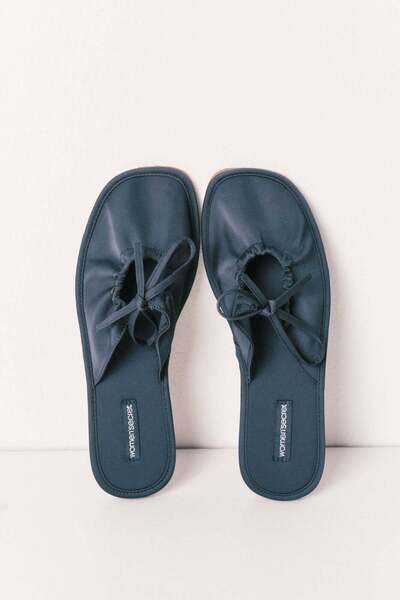 Women'secret Light blue satin-finish slippers