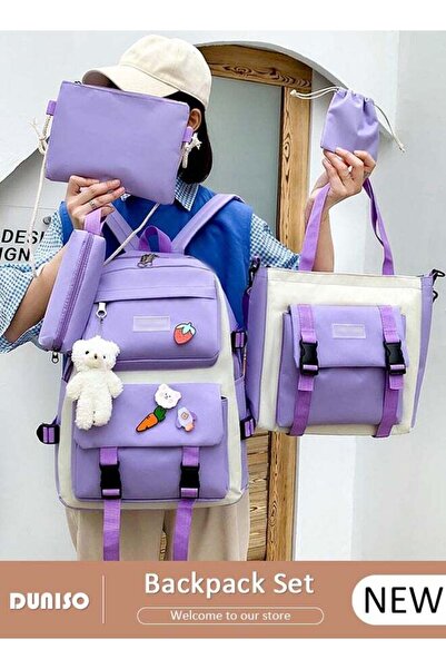 DUNISO 5pcs School Backpack Set for Teenager Student, Large Capacity Lightwei...