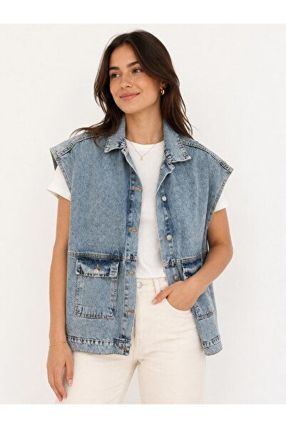 DEMOİSELLE Women's Oversized Denim Vest