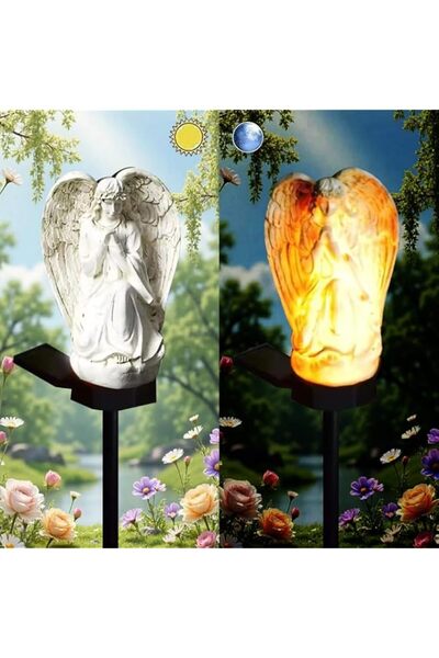 Generic Solar Powered White Angels Lights, Garden Decorative Resin Cute Anima...