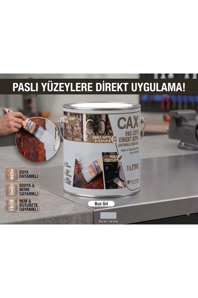 caxcolors CAX Pas Üstü Direkt Uygulanan Antipaslı Sentetik Metal Boyası 1 Lit...