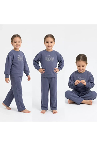 DMR Elegance 5/12 Years Old Stoned Written Cotton Combed Cotton Children's Set
