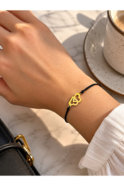 Femenino Steel Apparatus Gold Double Heart Figured Adjustable Bracelet