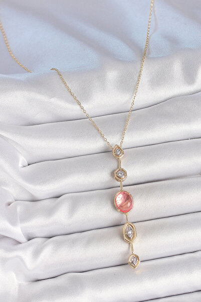 online kapsulavm avm alışveriş Brass Chain Pink Gold Color Zircon Stone Y Nec...