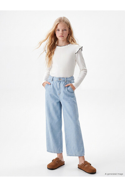 LC Waikiki Two Mt Shop Quality Lcw Kids Indigo Barrel Fit Girls' Jean Pants